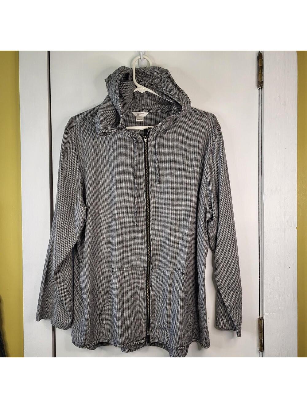 Christopher & Banks full-zip lightweight pull string  hooded jacket large